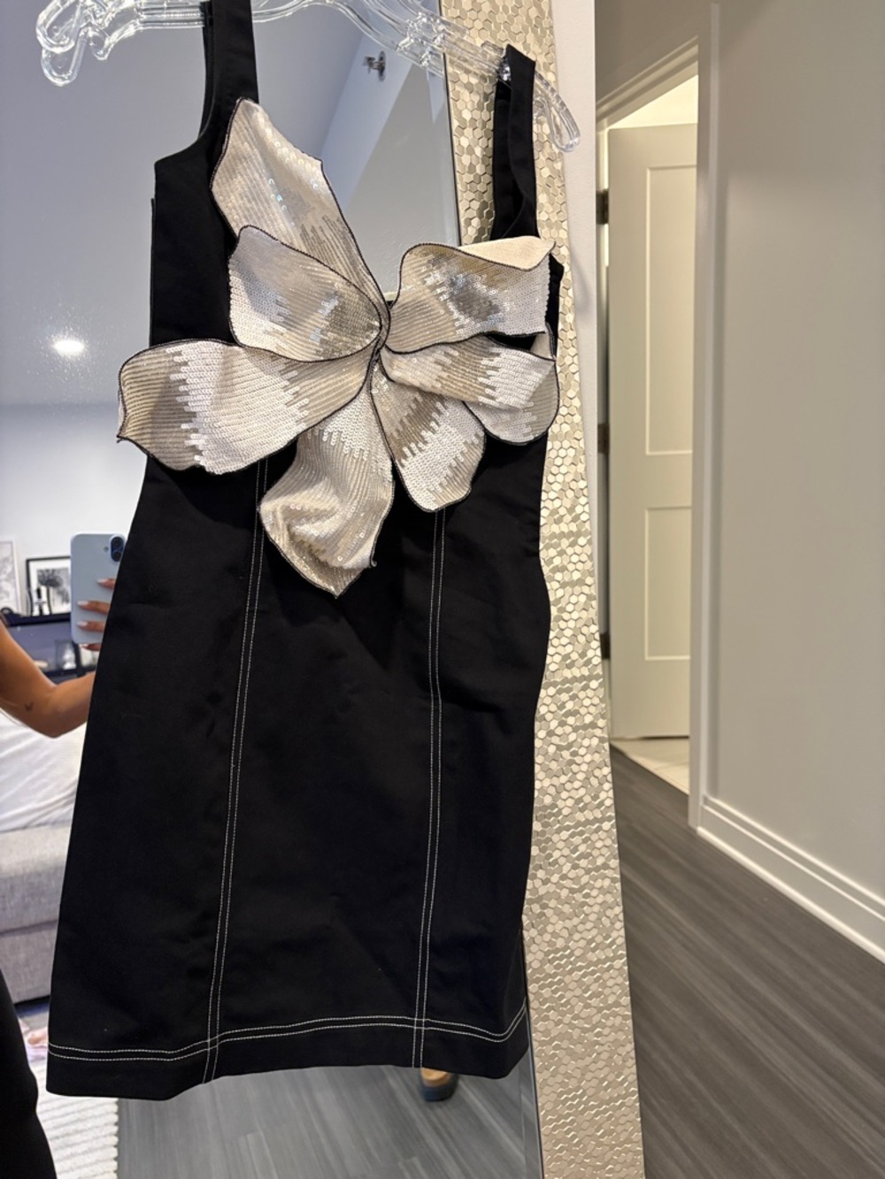 Twinkle Hanspal Cynthia Dress with Silver Petal Embellishment